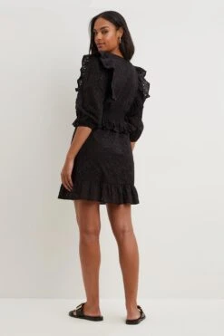 Dorothy Perkins Broderie Frill Sleeve Mini Dress -Perkindo Store bqq02883 black xl 2