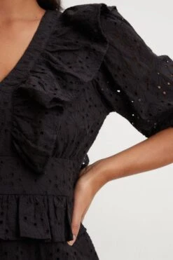 Dorothy Perkins Broderie Frill Sleeve Mini Dress -Perkindo Store bqq02883 black xl 3
