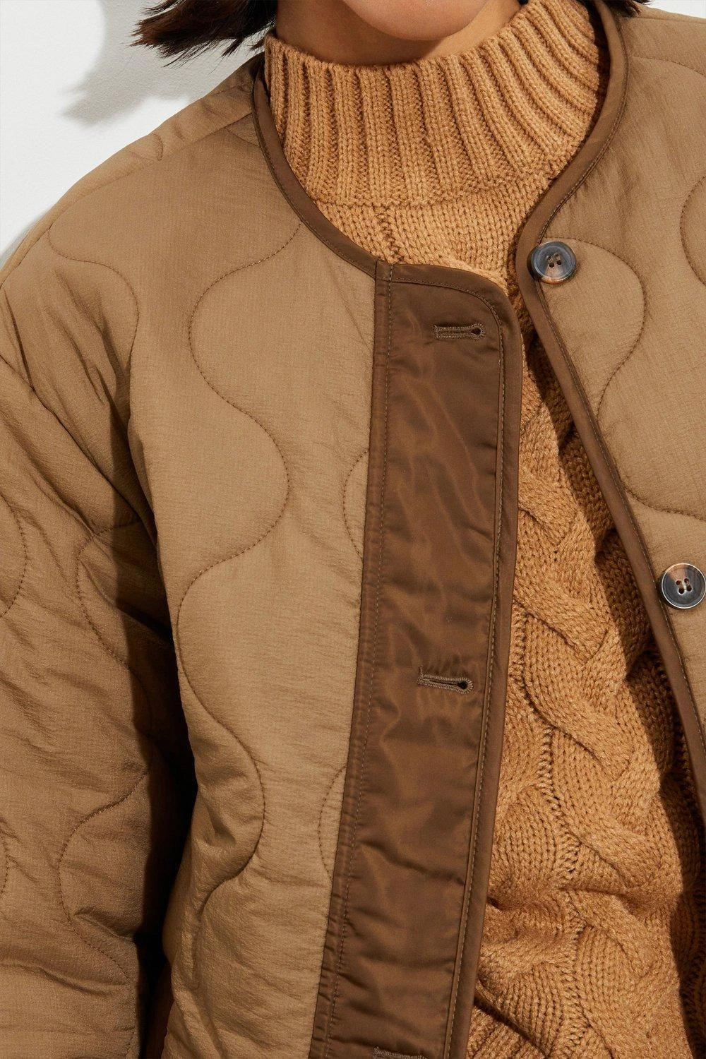 Dorothy Perkins Tall Collarless Contrast Quilted Jacket 6 Dorothy Perkins Tall Collarless Contrast Quilted Jacket - Image 4