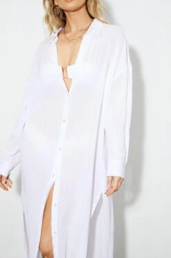 Dorothy Perkins White Maxi Beach Shirt -Perkindo Store bqq05898 white xl 3