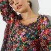 Dorothy Perkins Floral Print Ruffle Sleeve Top 1 Dorothy Perkins Floral Print Ruffle Sleeve Top -Perkindo Store bqq06039 black xl