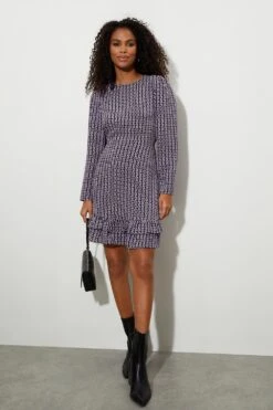 Dorothy Perkins Chain Print Frill Hem Mini Dress -Perkindo Store bqq06722 lilac xl 1