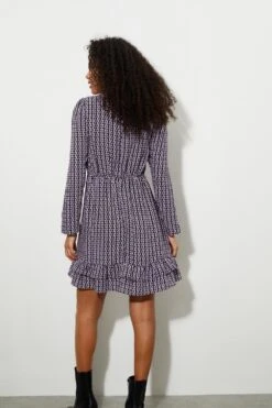Dorothy Perkins Chain Print Frill Hem Mini Dress -Perkindo Store bqq06722 lilac xl 2