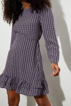 Dorothy Perkins Chain Print Frill Hem Mini Dress -Perkindo Store bqq06722 lilac xl 3