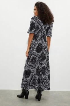 Dorothy Perkins Lace Trim Bandana Print Midi Dress -Perkindo Store bqq07003 black xl 2