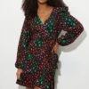 Dorothy Perkins Multi Animal Long Sleeve Wrap Mini Dress