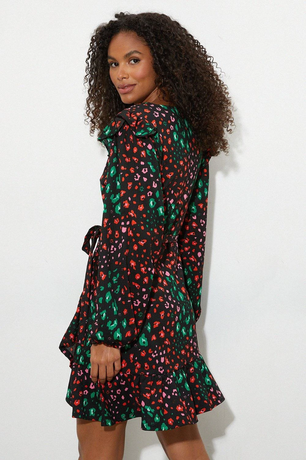 Dorothy Perkins Multi Animal Long Sleeve Wrap Mini Dress 4 Dorothy Perkins Multi Animal Long Sleeve Wrap Mini Dress - Image 3