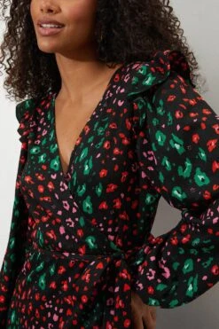 Dorothy Perkins Multi Animal Long Sleeve Wrap Mini Dress 9 Dorothy Perkins Multi Animal Long Sleeve Wrap Mini Dress -Perkindo Store bqq07727 multi xl 3