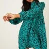 Dorothy Perkins Green Animal Swing Mini Dress -Perkindo Store bqq07978 green xl