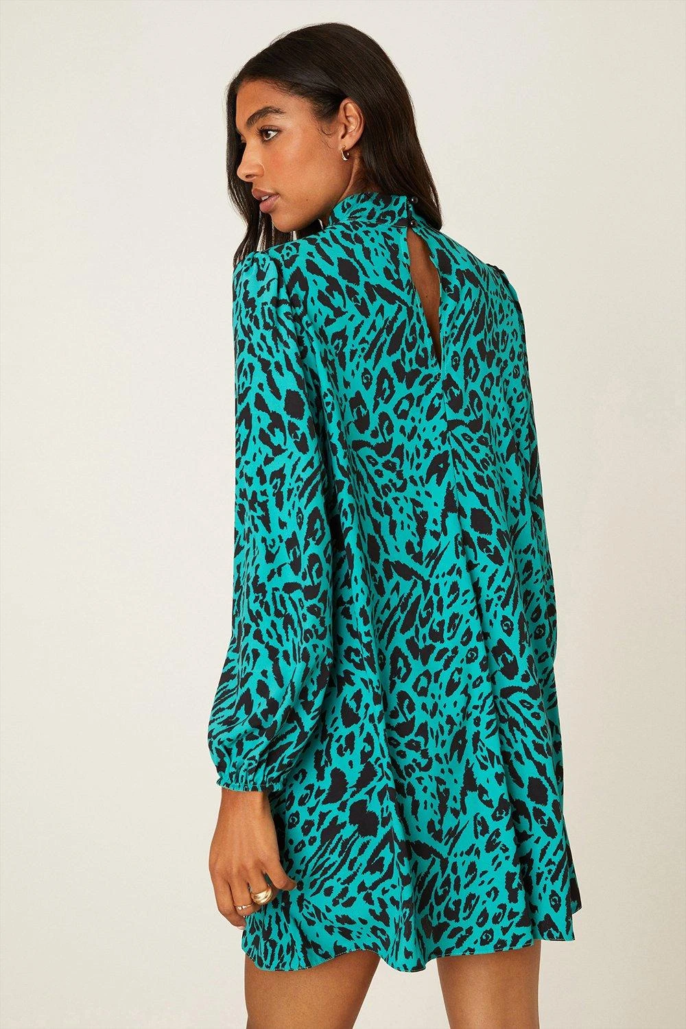 Dorothy Perkins Green Animal Swing Mini Dress 5 Dorothy Perkins Green Animal Swing Mini Dress - Image 3
