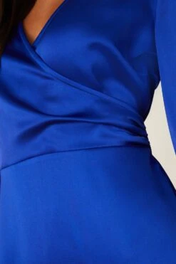 Dorothy Perkins Blue Satin Wrap Mini Dress -Perkindo Store bqq08060 blue xl 4