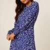 Dorothy Perkins Petite Blue Printed Shirred Cuff Mini Dress 2 Dorothy Perkins Petite Blue Printed Shirred Cuff Mini Dress -Perkindo Store bqq08236 blue xl