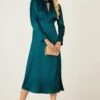 Dorothy Perkins Green Satin Twist Neck Midi Dress -Perkindo Store bqq08357 green xl