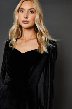 Dorothy Perkins Black Velvet Sweetheart Neck Mini Dress -Perkindo Store bqq08369 black xl 3