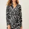 Dorothy Perkins Petite Mono Zebra Print Collar Wrap Mini Dress 2 Dorothy Perkins Petite Mono Zebra Print Collar Wrap Mini Dress -Perkindo Store bqq08574 mono xl