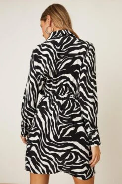 Dorothy Perkins Petite Mono Zebra Print Collar Wrap Mini Dress -Perkindo Store bqq08574 mono xl 2