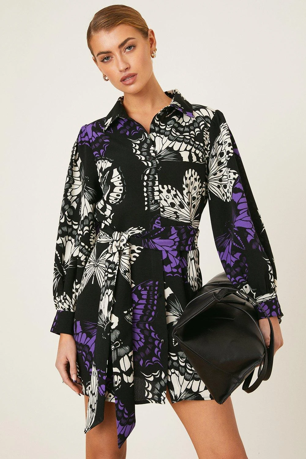 Dorothy Perkins Petite Butterfly Mini Shirt Dress 4 Dorothy Perkins Petite Butterfly Mini Shirt Dress - Image 2