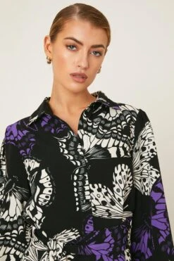 Dorothy Perkins Petite Butterfly Mini Shirt Dress 11 Dorothy Perkins Petite Butterfly Mini Shirt Dress -Perkindo Store bqq08719 black xl 4