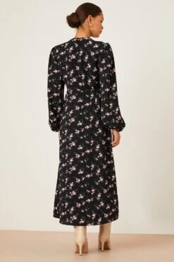 Dorothy Perkins Petite Ditsy Ruched High Neck Midi Dress 9 Dorothy Perkins Petite Ditsy Ruched High Neck Midi Dress -Perkindo Store bqq08726 black xl 2
