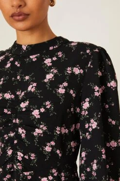 Dorothy Perkins Petite Ditsy Ruched High Neck Midi Dress 10 Dorothy Perkins Petite Ditsy Ruched High Neck Midi Dress -Perkindo Store bqq08726 black xl 3