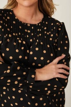 Dorothy Perkins Curve Camel Spot Long Sleeve Blouse 8 Dorothy Perkins Curve Camel Spot Long Sleeve Blouse -Perkindo Store bqq08736 camel xl 2