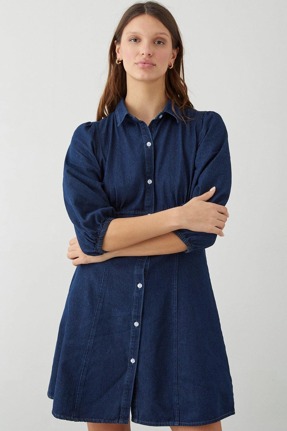 Dorothy Perkins Puff Sleeve Soft Denim Dress 4 Dorothy Perkins Puff Sleeve Soft Denim Dress - Image 2