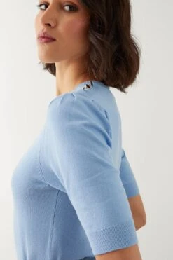 Dorothy Perkins Tall Button Shoulder Half Sleeve Knitted Top 9 Dorothy Perkins Tall Button Shoulder Half Sleeve Knitted Top -Perkindo Store bqq08871 blue xl 3