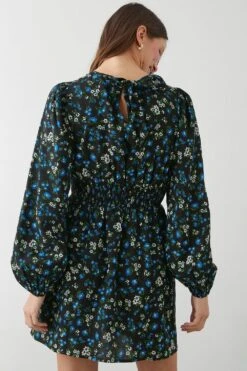 Dorothy Perkins Ditsy Floral Shirred Waist Keyhole Mini Dress 9 Dorothy Perkins Ditsy Floral Shirred Waist Keyhole Mini Dress -Perkindo Store bqq09018 black xl 2