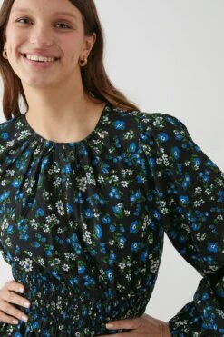 Dorothy Perkins Ditsy Floral Shirred Waist Keyhole Mini Dress 10 Dorothy Perkins Ditsy Floral Shirred Waist Keyhole Mini Dress -Perkindo Store bqq09018 black xl 3
