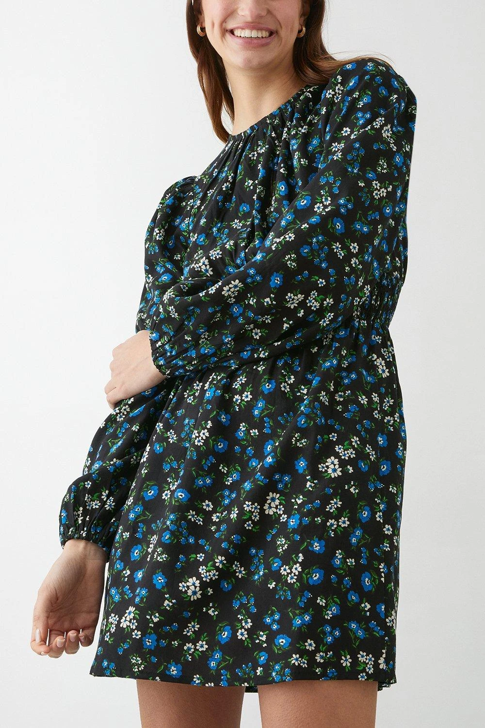 Dorothy Perkins Ditsy Floral Shirred Waist Keyhole Mini Dress 7 Dorothy Perkins Ditsy Floral Shirred Waist Keyhole Mini Dress - Image 5