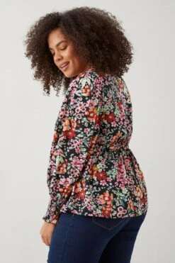 Dorothy Perkins Curve Floral Empire Blouse -Perkindo Store bqq09073 black xl 2