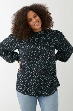 Dorothy Perkins Curve Spot High Neck Blouse