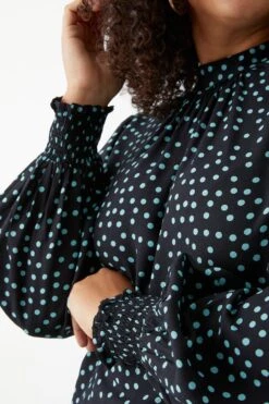 Dorothy Perkins Curve Spot High Neck Blouse -Perkindo Store bqq09077 mint xl 3