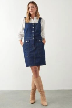Dorothy Perkins Button Front Pinny Dress 8 Dorothy Perkins Button Front Pinny Dress -Perkindo Store bqq09136 indigo xl 1