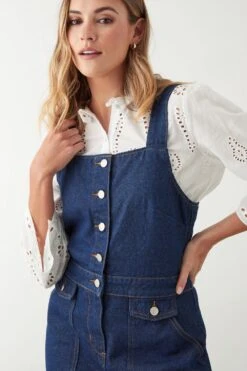 Dorothy Perkins Button Front Pinny Dress 11 Dorothy Perkins Button Front Pinny Dress -Perkindo Store bqq09136 indigo xl 4