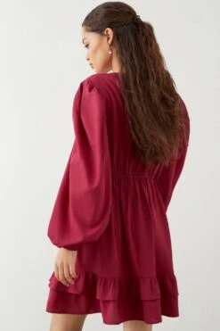 Dorothy Perkins Petite Berry Ruffle Hem Mini Dress -Perkindo Store bqq09152 berry xl 2
