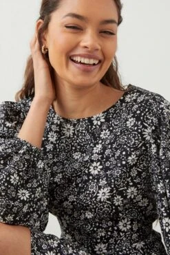 Dorothy Perkins Petite Black Paisley Ruffle Hem Mini Dress -Perkindo Store bqq09153 black xl 4