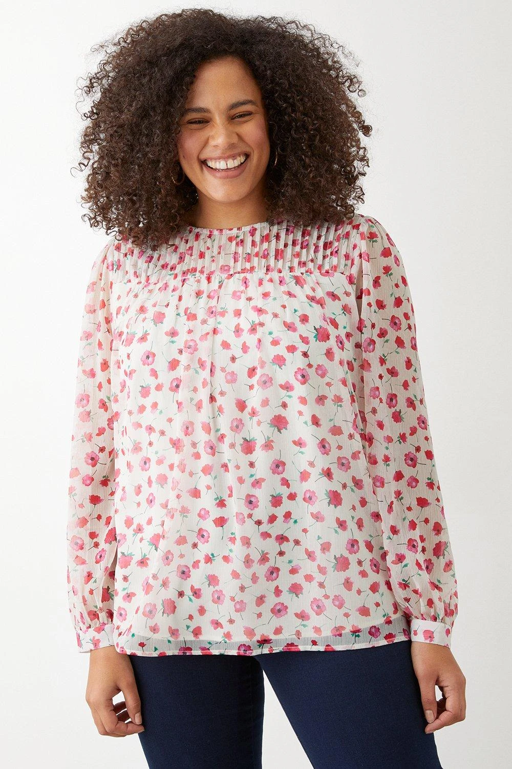 Dorothy Perkins Curve Ivory Chiffon Pleated Blouse 3 Dorothy Perkins Curve Ivory Chiffon Pleated Blouse