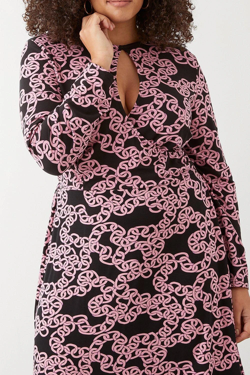 Dorothy Perkins Curve Pink Chain Keyhole Midi Dress 7 Dorothy Perkins Curve Pink Chain Keyhole Midi Dress - Image 5