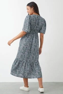 Dorothy Perkins Ditsy Floral Button Through Angel Sleeve Midi Dress -Perkindo Store bqq09280 multi xl 2