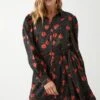 Dorothy Perkins Black Spot Floral Belted Mini Shirt Dress 1 Dorothy Perkins Black Spot Floral Belted Mini Shirt Dress -Perkindo Store bqq09291 black xl