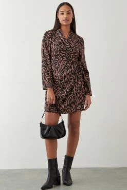 Dorothy Perkins Petite Animal Print Tie Wrap Mini Dress