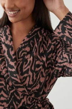 Dorothy Perkins Petite Animal Print Tie Wrap Mini Dress -Perkindo Store bqq09305 animal xl 3