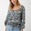 Dorothy Perkins Multi Floral Square Neck Shirred Hem Blouse 1 Dorothy Perkins Multi Floral Square Neck Shirred Hem Blouse -Perkindo Store bqq09368 black xl