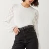 Dorothy Perkins Tall Woven Spot Long Sleeve Top -Perkindo Store bqq09493 ivory xl