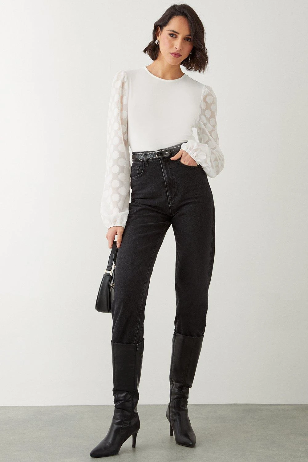 Dorothy Perkins Tall Woven Spot Long Sleeve Top 4 Dorothy Perkins Tall Woven Spot Long Sleeve Top - Image 2