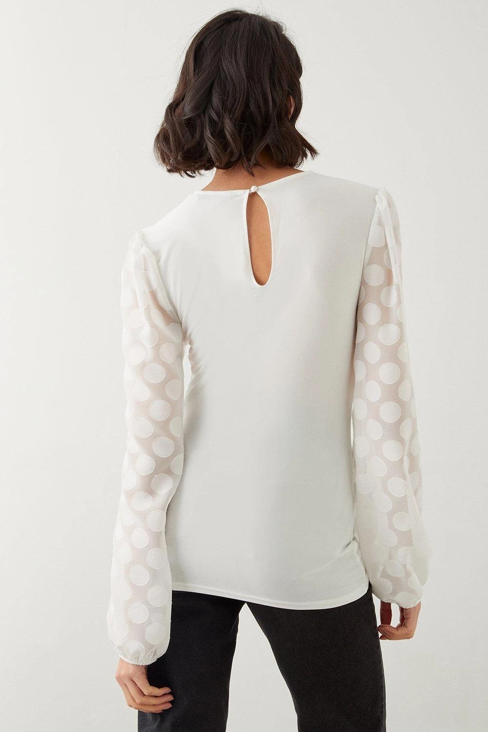 Dorothy Perkins Tall Woven Spot Long Sleeve Top 5 Dorothy Perkins Tall Woven Spot Long Sleeve Top - Image 3