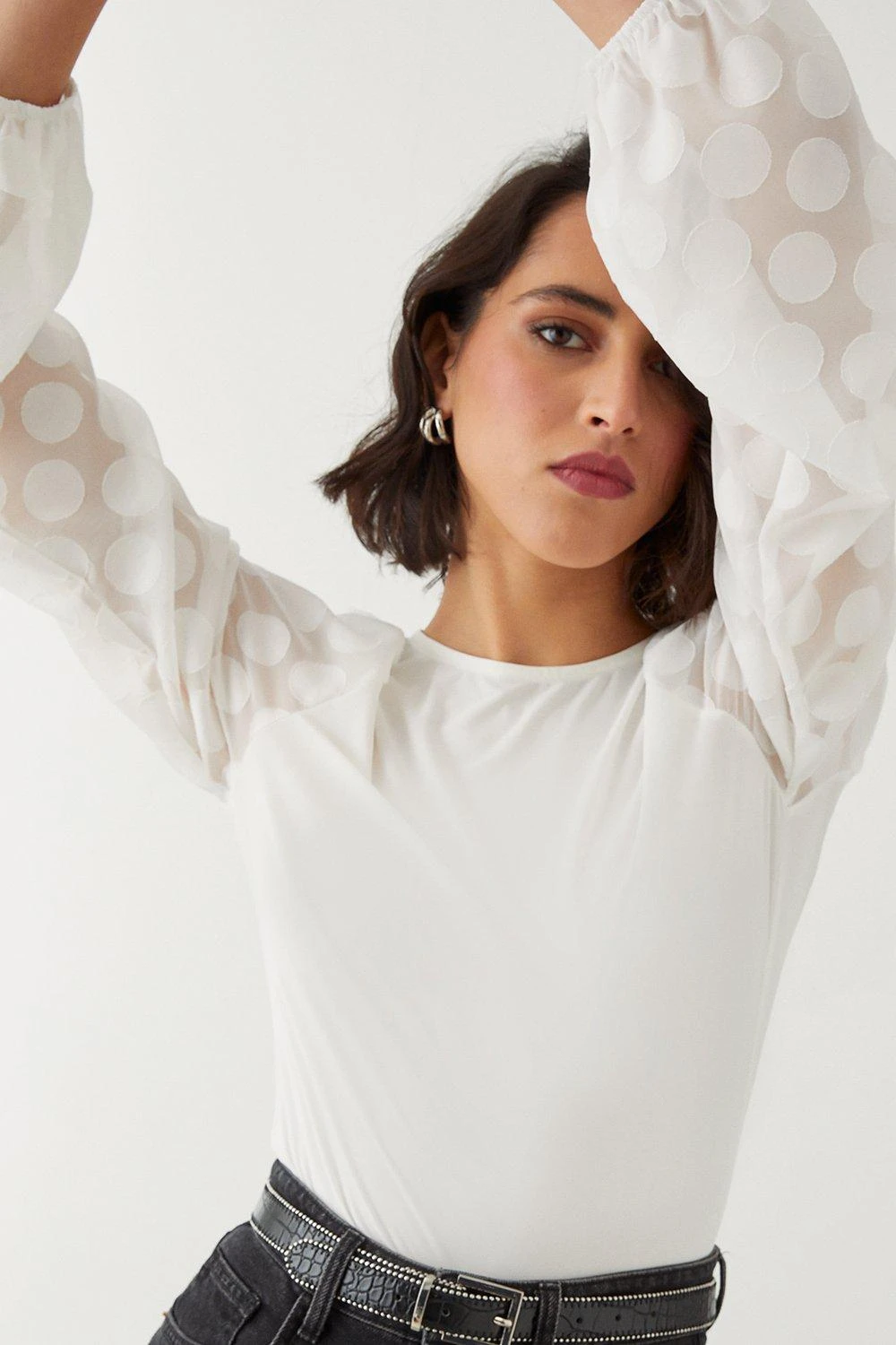 Dorothy Perkins Tall Woven Spot Long Sleeve Top 6 Dorothy Perkins Tall Woven Spot Long Sleeve Top - Image 4