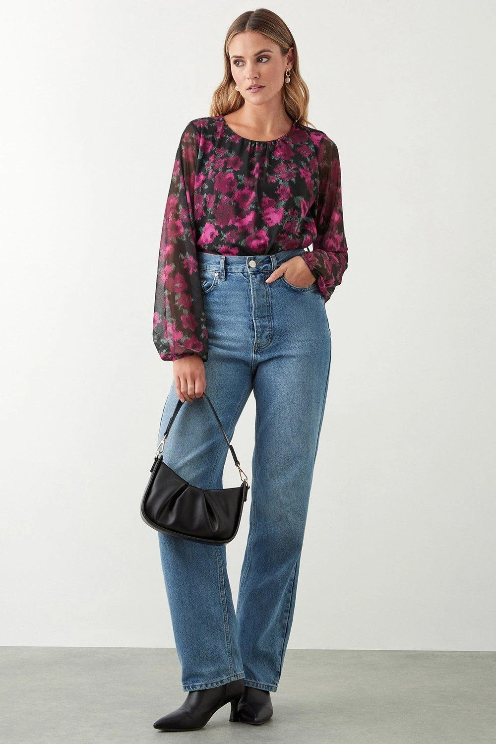 Dorothy Perkins Abstract Floral Mesh Pleated Top 4 Dorothy Perkins Abstract Floral Mesh Pleated Top - Image 2