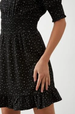 Dorothy Perkins Mono Spot Short Sleeve Shirred Waist Mini Dress -Perkindo Store bqq09517 mono xl 4